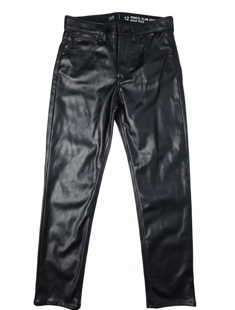 GAP Kids Black Faux Leather Pencil Slim Ankle High Rise Pants Size 12